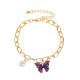 Dreamy Colorful Butterfly Bracelet with Creative Pearl Chunky Chain – Stylish and Elegant Statement Jewelry