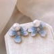 925 Sterling Silver Crystal Flower Pearl Earrings