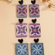 Bohemian Ethnic Style Colorful Acrylic Earrings - Bold Square Statement Dangle Earrings