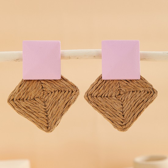 Bohemian Handmade Rattan Studs Earrings - Retro Vacation-Style 