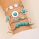 Bohemian Turquoise Bracelet Set, Open Cuff Bangle Multi-Piece Set