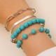 Bohemian Turquoise Bracelet Set, Open Cuff Bangle Multi-Piece Set