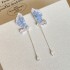 Butterfly Long Tassel Stud Earrings with Zirconia, Elegant and Sweet Jewelry, Fashion Long Drop Earrings