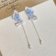 Butterfly Long Tassel Stud Earrings with Zirconia, Elegant and Sweet Jewelry, Fashion Long Drop Earrings