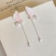 Butterfly Long Tassel Stud Earrings with Zirconia, Elegant and Sweet Jewelry, Fashion Long Drop Earrings