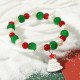 Colorful Crystal Beaded Christmas Tree Snowman Heart Pendant Bracelet