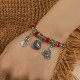 Colorful Crystal Beaded Christmas Tree Snowman Heart Pendant Bracelet