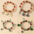 Colorful Crystal Beaded Christmas Tree Snowman Heart Pendant Bracelet