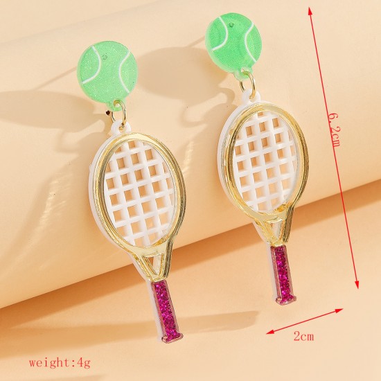 Colorful Sports Festival Acrylic Dangle Earrings - Creative Badminton & Table Tennis Racket Jewelry