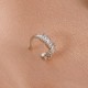 Copper Zirconia Inlaid Geometric C-Shaped Cartilage Earring, No Piercing Fashion Ear Cuff