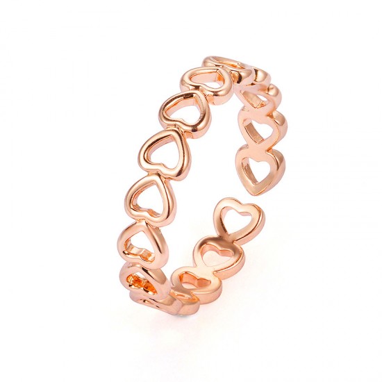 Creative Copper-Plated Metal Adjustable Hollow Heart Ring