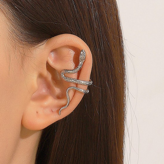 Creative Snake Shaped Cartilage Cuff No Piercing Earrings, Fashionable Coiled Snake Ear Cuff