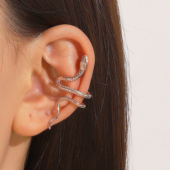 Creative Snake Shaped Cartilage Cuff No Piercing Earrings, Fashionable Coiled Snake Ear Cuff