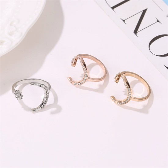 Crescent Moon Ring, Fashion Star and Moon Ring, Ethnic Style Star and Moon Open Ring for Index Finger