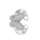 Diamond Butterfly Adjustable Open Ring, French Luxury Hollow Heart Index Finger Ring