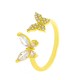 Diamond Butterfly Adjustable Open Ring, French Luxury Hollow Heart Index Finger Ring