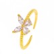 Diamond Butterfly Adjustable Open Ring, French Luxury Hollow Heart Index Finger Ring