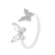 Diamond Butterfly Adjustable Open Ring, French Luxury Hollow Heart Index Finger Ring