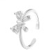 Diamond Butterfly Adjustable Open Ring, French Luxury Hollow Heart Index Finger Ring