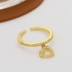 Diamond Heart Pendant Ring for Women, Trendy Geometric Heart Ring