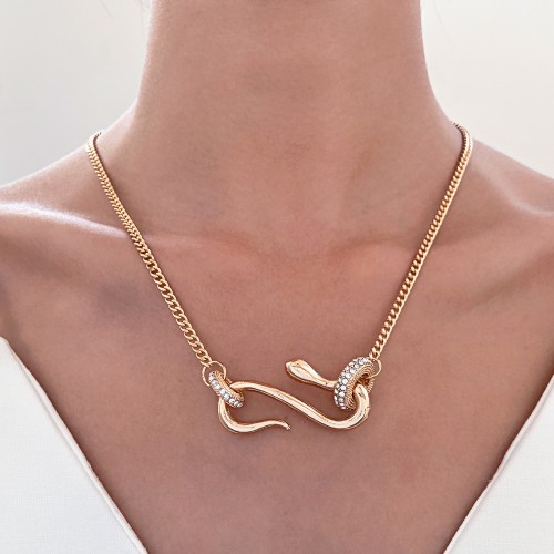 Diamond-Studded Snake Circle Necklace