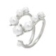 Double Layer Pearl Ring, Unique Design Geometric Alloy Open Finger Ring, Fashion Statement Piece