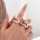 Double Layer Pearl Ring, Unique Design Geometric Alloy Open Finger Ring, Fashion Statement Piece