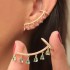 Droplet Tassel Earrings with Zirconia Ear Cuffs - Elegant All-in-One Stud Earrings