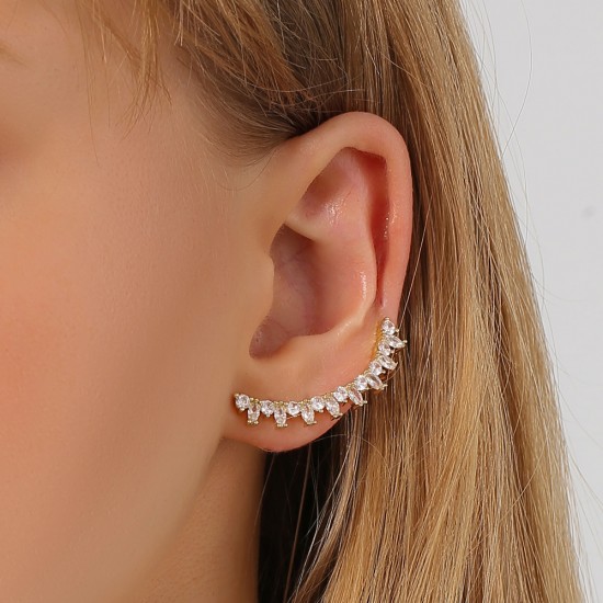 Droplet Tassel Earrings with Zirconia Ear Cuffs - Elegant All-in-One Stud Earrings