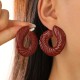 Electrophoresis Red Alloy Irregular Stud Earrings, Unique Fashion Jewelry