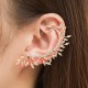 Elegant Leaf Cartilage Earrings with Rhinestones, Creative Single Ear Cuff