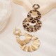 Exaggerated Pleated Leopard Print Irregular Fan-Shaped Drop Earrings, Bold Hoop Earrings