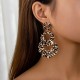 Exaggerated Pleated Leopard Print Irregular Fan-Shaped Drop Earrings, Bold Hoop Earrings