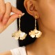 Exquisite Gold-Plated Alloy Ginkgo Leaf Dangle Earrings Geometric Openwork Design Chic Luxury Jewelry