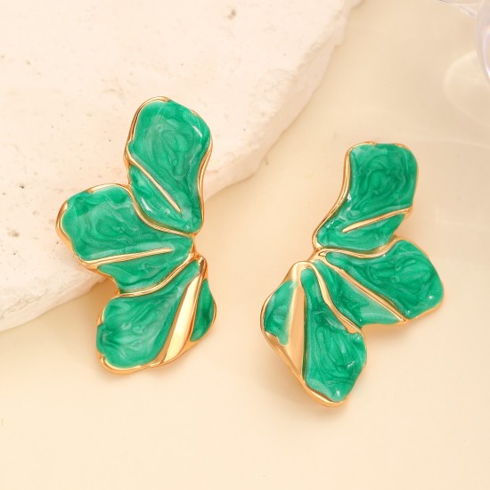 Fashion Alloy Flower Petal Stud and Dangle Earrings Elegant Design Jewelry