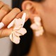 Fashion Alloy Flower Petal Stud and Dangle Earrings Elegant Design Jewelry