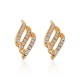 Fashionable Angel Wing Earrings, Feather Design with Diamond-Embedded Studs Earring