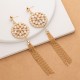 Fashionable Luxe Round Tassel Earrings, Long Dangle Pearls for Slimming Face, Exquisite Elegant Sparkling Jewelry