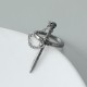 Gothic Dark Cross Sword Ring with Skull Tassel Chain