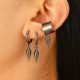 Gothic Punk Ear Cuff and Stud Set Dark Hip Hop Style Earrings