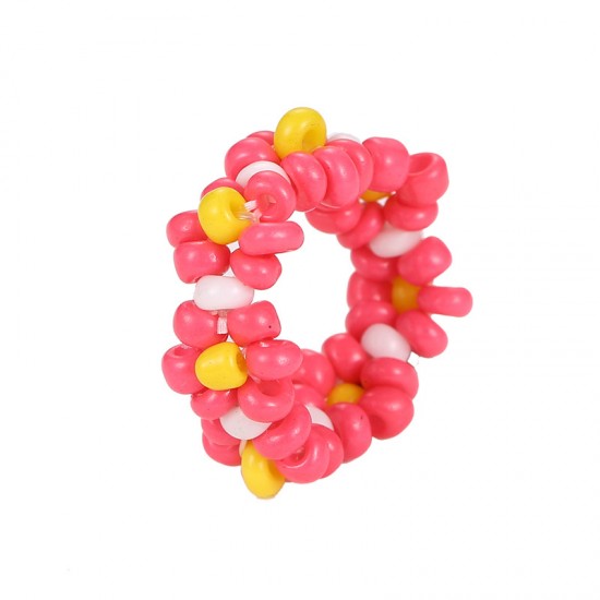 Handmade Beaded Colorful Woven Flower Index Finger Ring