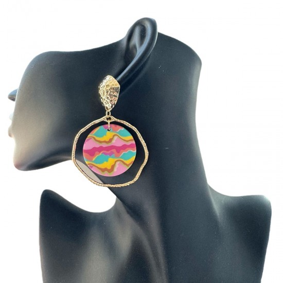 Handmade Polymer Clay Combined Drop Earrings - Creative Dangle Jewelry