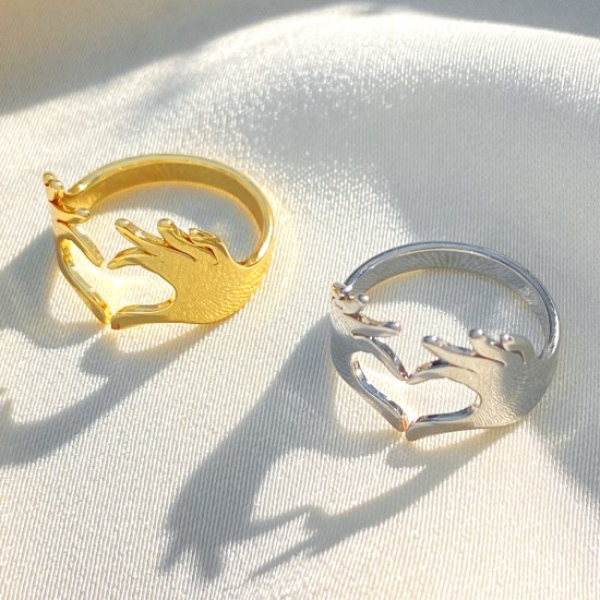 Heart Ring, Creative Hand Heart Couple Ring, Trendy and Unique Design