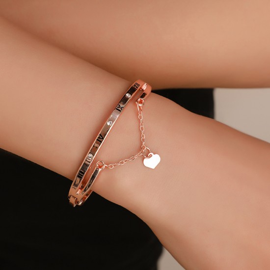 Heart Roman Bracelet with Number Tassel and Charm, Stylish Versatile Women's Bracelet