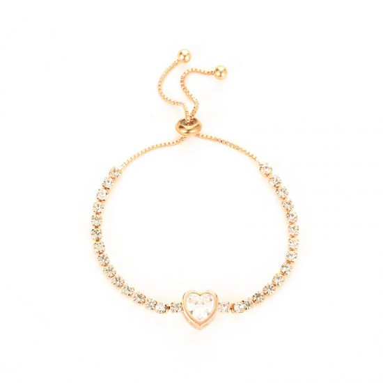 Heart Zirconia Bracelet, Versatile High-End Women's Alloy Bracelet with Diamonds, Elegant Women's Bracelet and Bangle