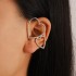 Hollow Heart Full Rhinestone Cartilage Earrings, Clip-On Design