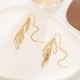 Hollow Leaf Earrings, Fashionable Luxe Long Tassel Dangle Earrings, Unique Design