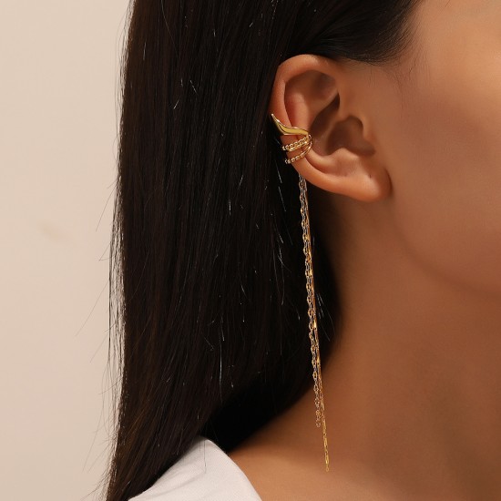 Long Chain Tassel Cartilage Earrings No Piercing Elf Ear Cuff Trendy and Unique Design Ear Jewelry