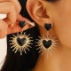 Luxury Alloy Geometric Heart Drop Earrings, Stylish Statement Studs