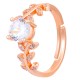 Luxury Zircon Leaf Ring, Elegant Fashion Jewelry